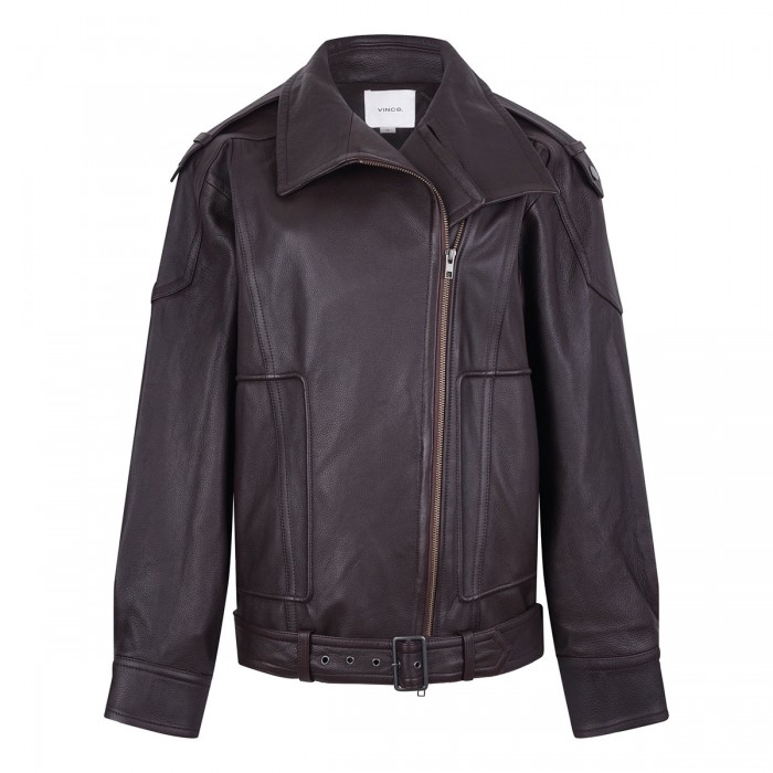 le noir cortina Leather oversized biker jacket