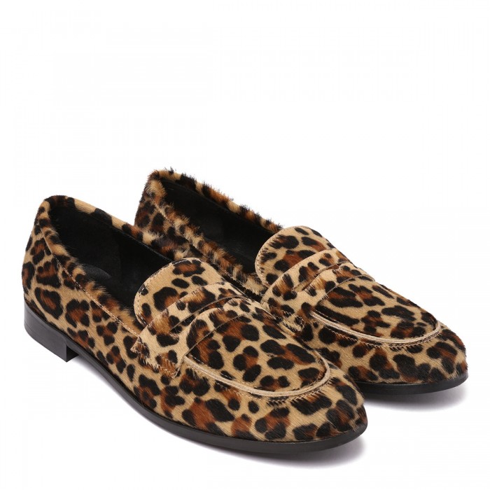 Le Noir Cortina Leopard Calf-hair Loafers
