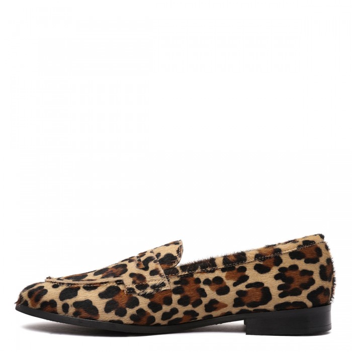 Le Noir Cortina Leopard Calf-hair Loafers