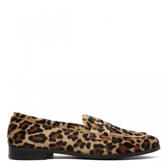 le noir cortina Leopard calf-hair loafers