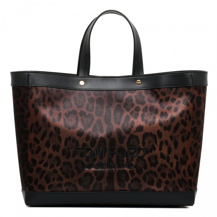 le noir cortina Leopard canvas logo tote bag