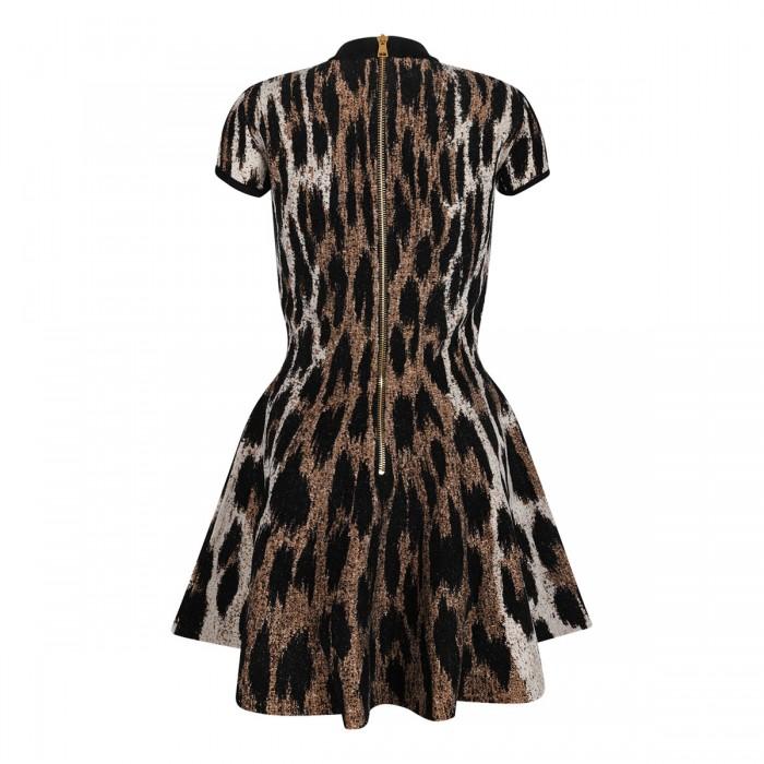 Le Noir Cortina Leopard Print Jacquard Dress