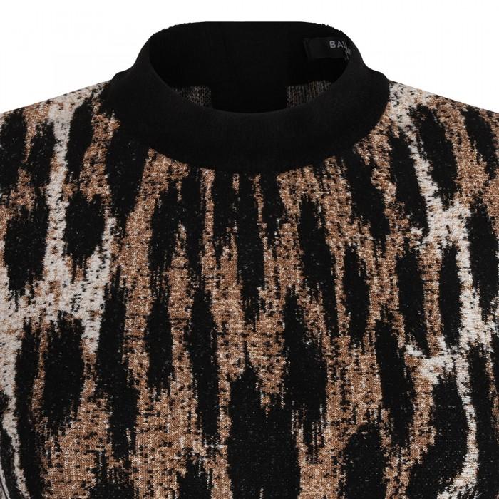 Le Noir Cortina Leopard Print Jacquard Dress