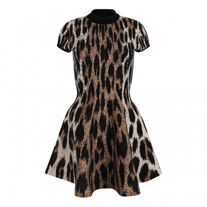 le noir cortina Leopard print jacquard dress