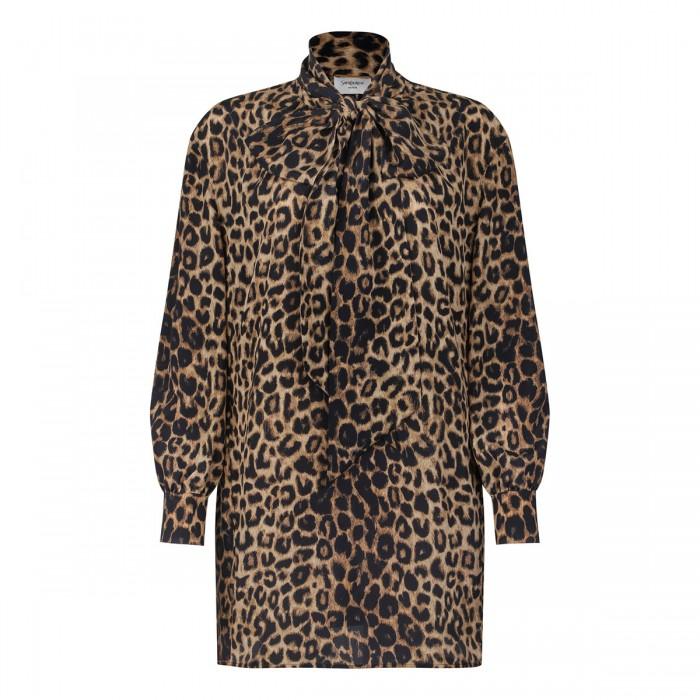 le noir cortina Leopard print silk mini dress