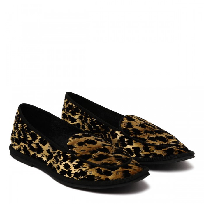 Le Noir Cortina Leopard Velvet Loafers
