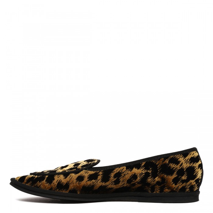 Le Noir Cortina Leopard Velvet Loafers