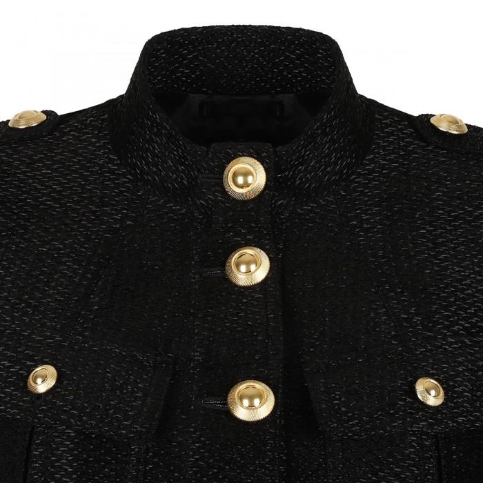 Le Noir Cortina Metallic Cropped Peacoat Jacket