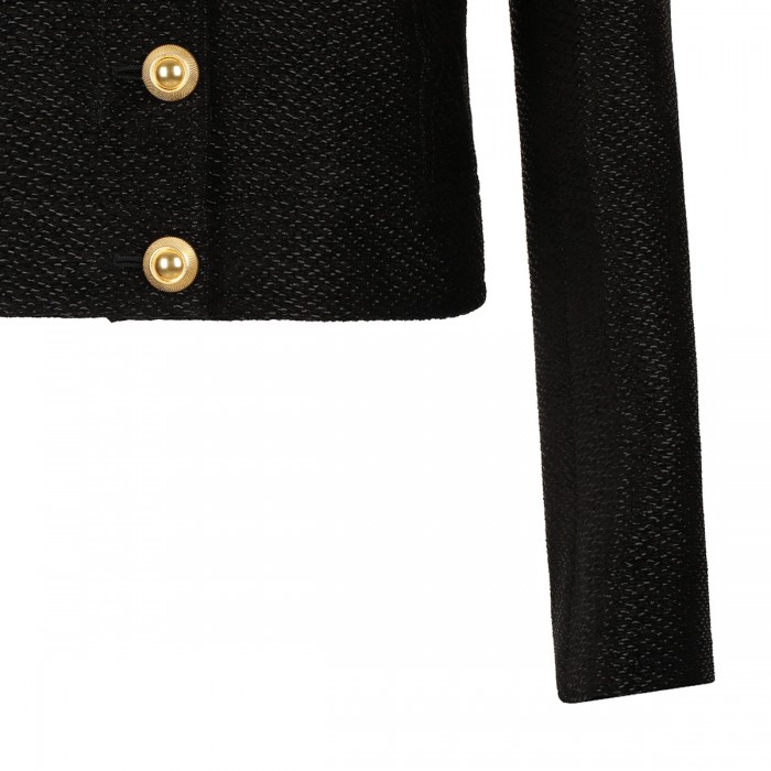 Le Noir Cortina Metallic Cropped Peacoat Jacket