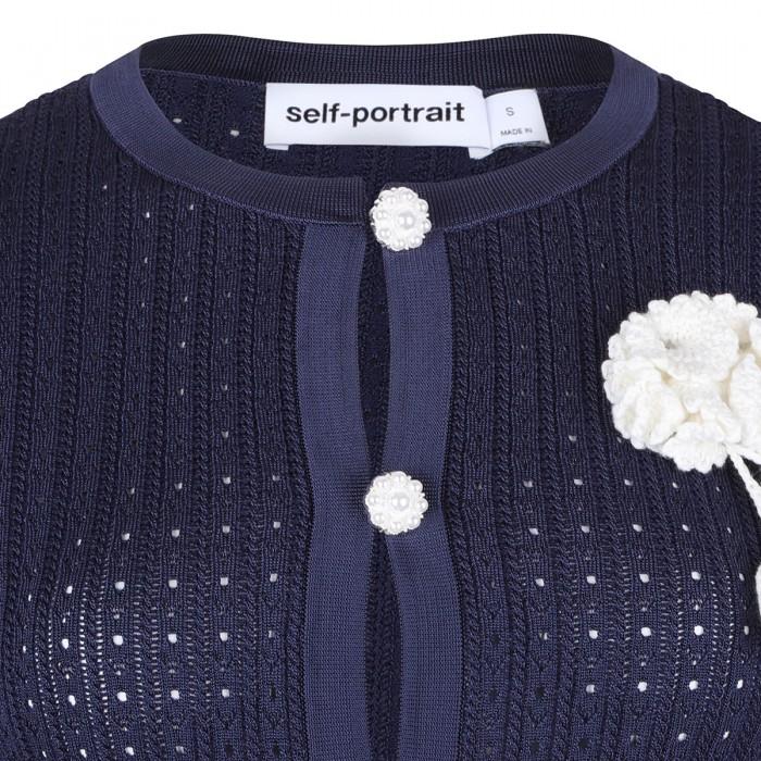 Le Noir Cortina Navy Pointelle Knit Mini Dress