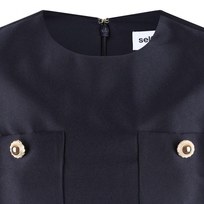 Le Noir Cortina Navy Taffeta Mini Dress