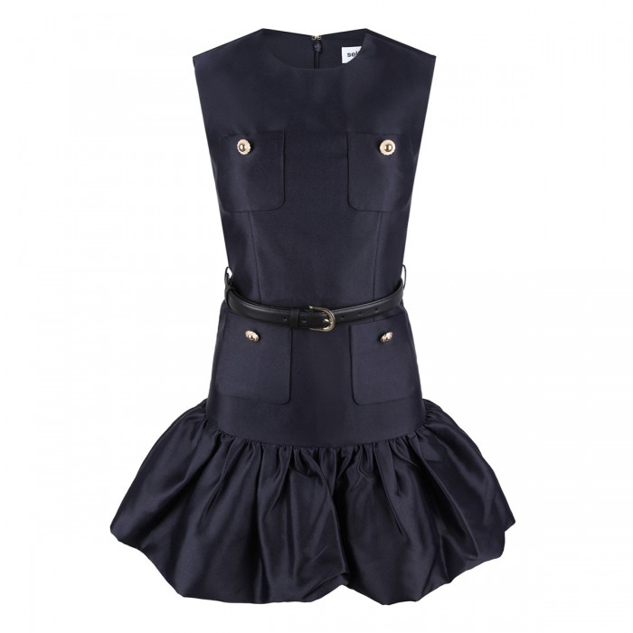 le noir cortina Navy taffeta mini dress