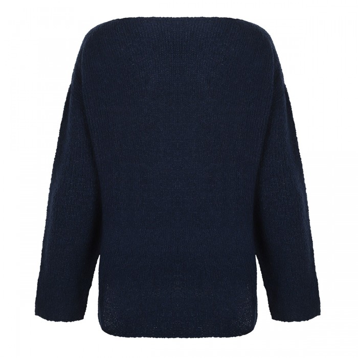 Le Noir Cortina Navy Virgin Wool Blend Sweater