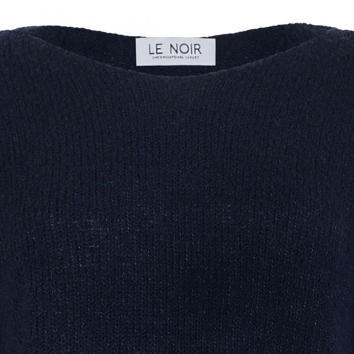 Le Noir Cortina Navy Virgin Wool Blend Sweater