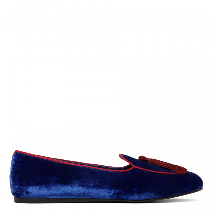 le noir cortina Olimpia blue velvet slip on