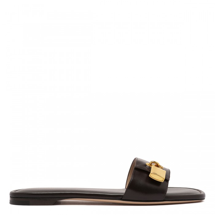 le noir cortina Padlock slide flat sandals