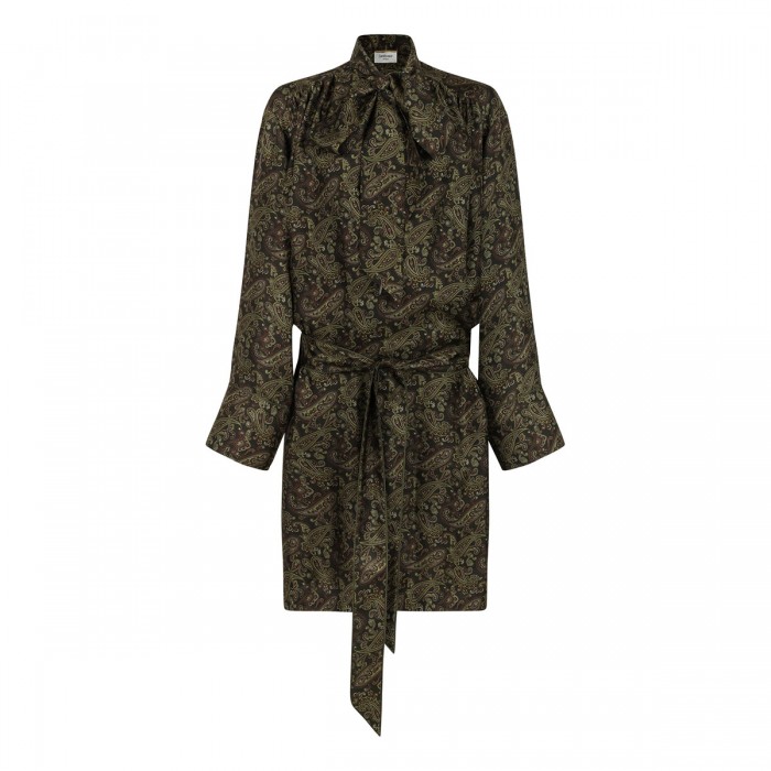 le noir cortina Paisley lavallière dress