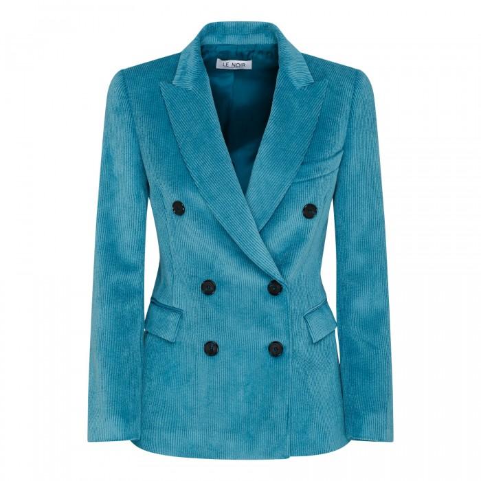le noir cortina Peacock-blue corduroy blazer
