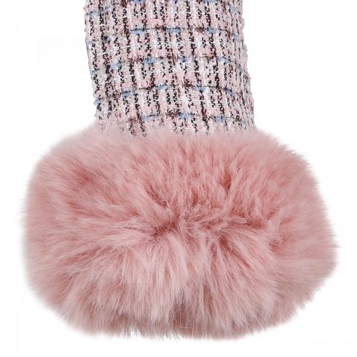 Le Noir Cortina Pink Bouclé Fur Cuff Jacket