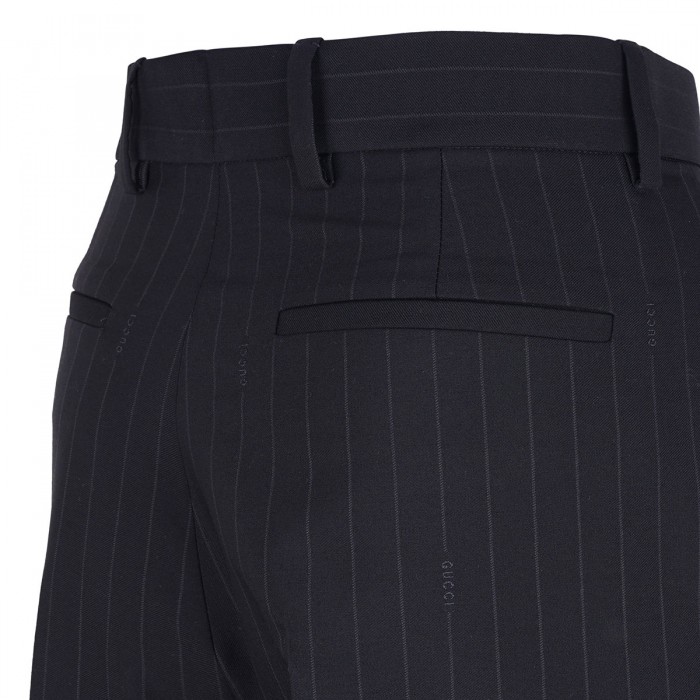 Le Noir Cortina Pinstripe Wool Jacquard Pants