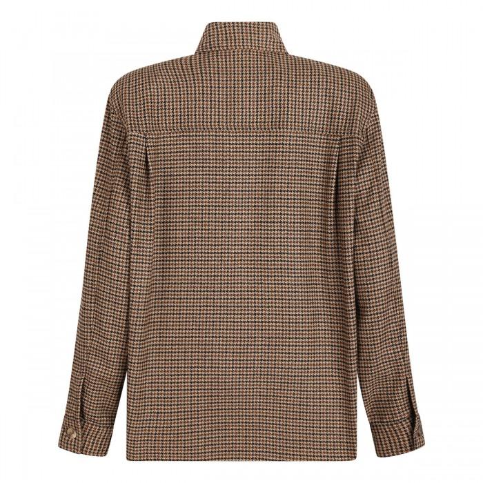Le Noir Cortina Puppytooth Wool Blend Overshirt