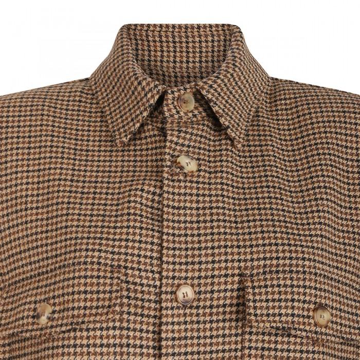 Le Noir Cortina Puppytooth Wool Blend Overshirt