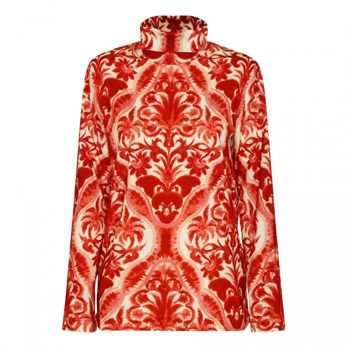 le noir cortina Red abstract print jersey top