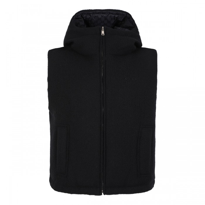 le noir cortina Reversible wool bouclé vest