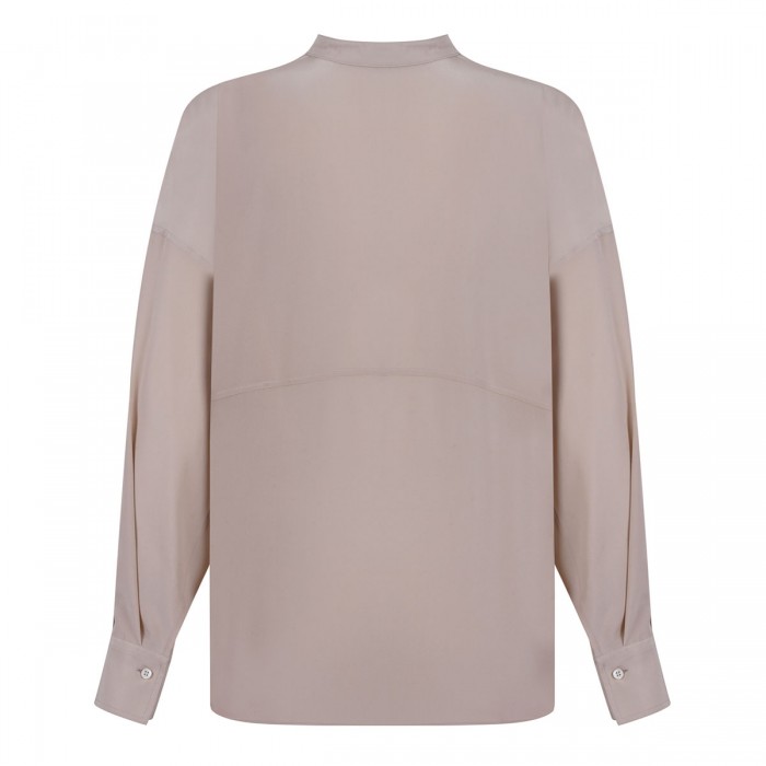 Le Noir Cortina Sand Silk Blouse With Monili