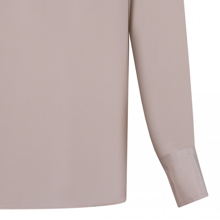 Le Noir Cortina Sand Silk Blouse With Monili