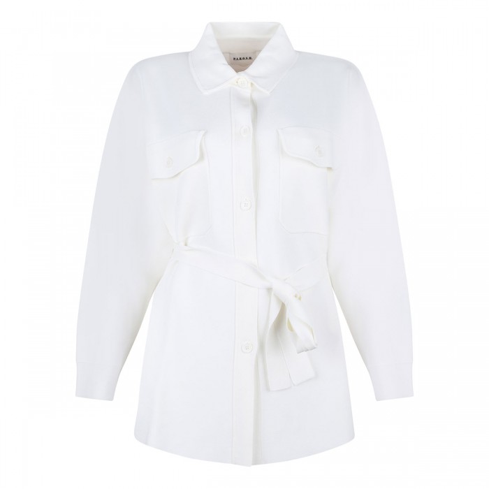 le noir cortina Self-tie belt white shirt