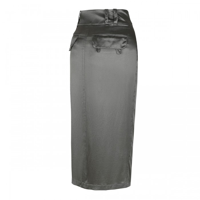 Le Noir Cortina Silk Crepe De Chine Pencil Skirt