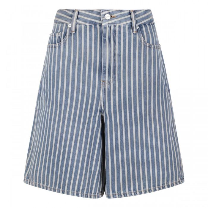le noir cortina Striped denim shorts