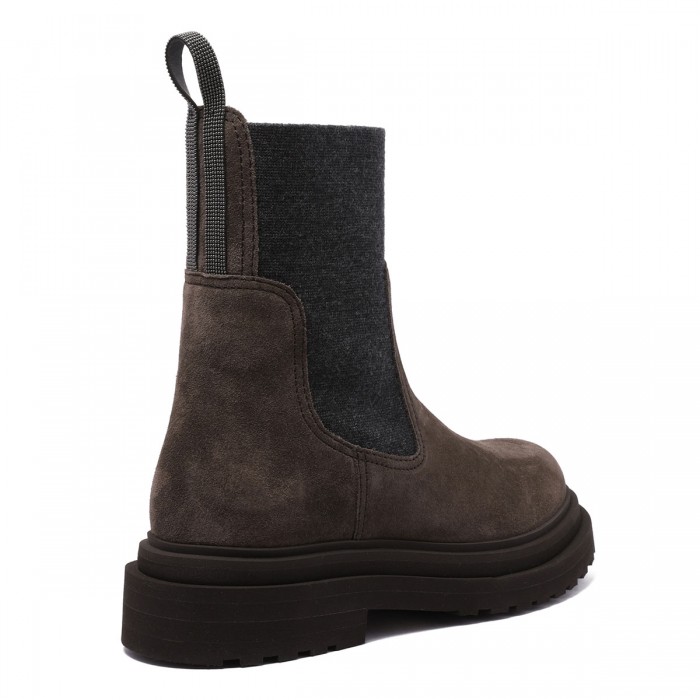 Le Noir Cortina Suede Boots With Knit Insert