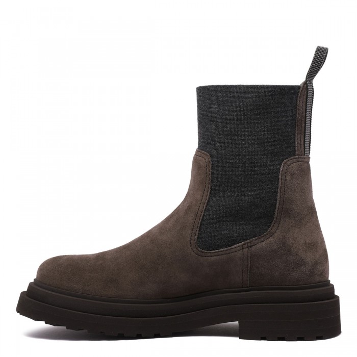 Le Noir Cortina Suede Boots With Knit Insert