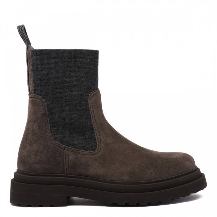 le noir cortina Suede boots with knit insert