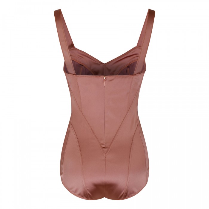 Le Noir Cortina Tan-hue Satin Bodysuit