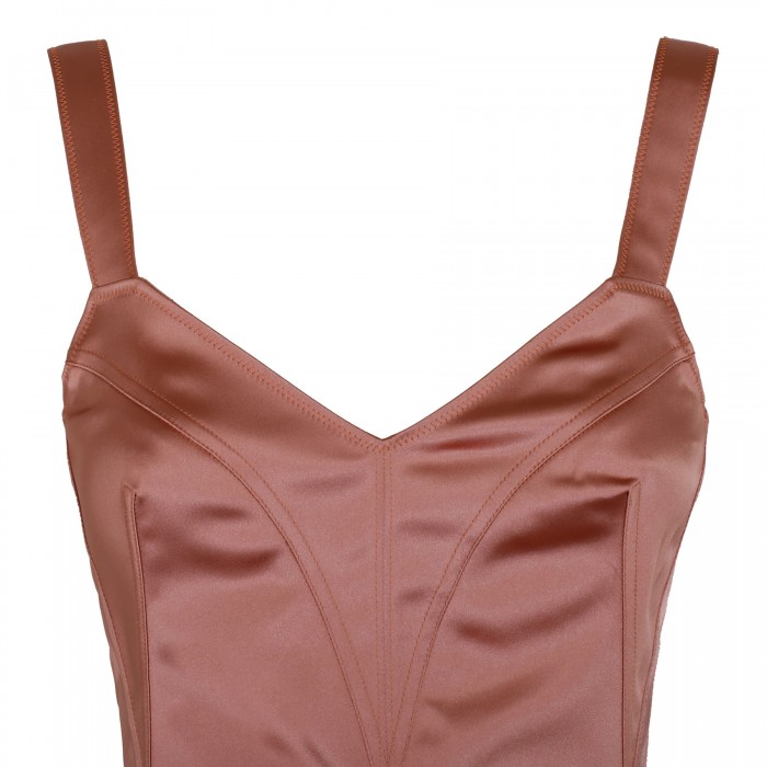 Le Noir Cortina Tan-hue Satin Bodysuit