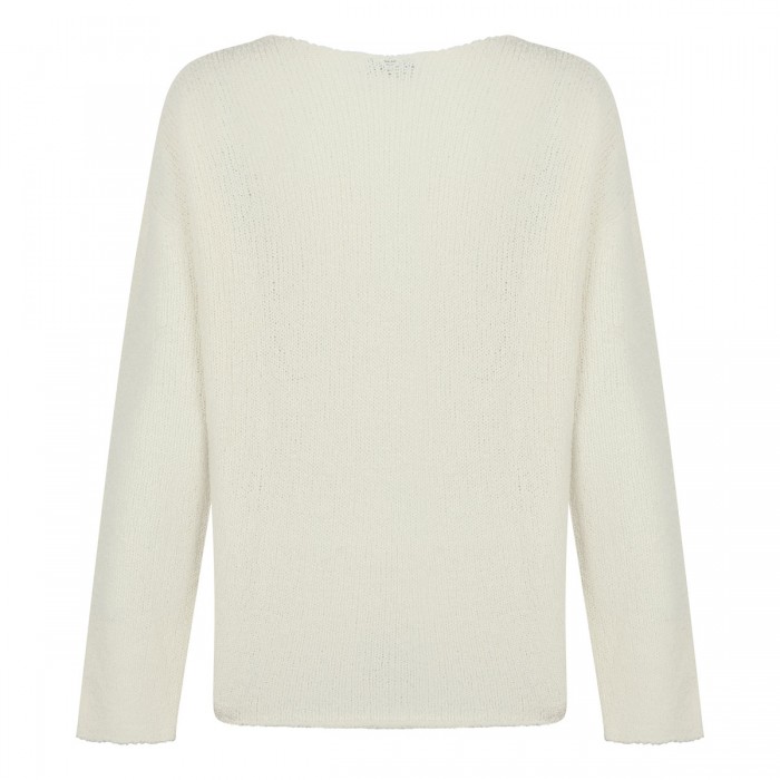 Le Noir Cortina White Virgin Wool Blend Sweater