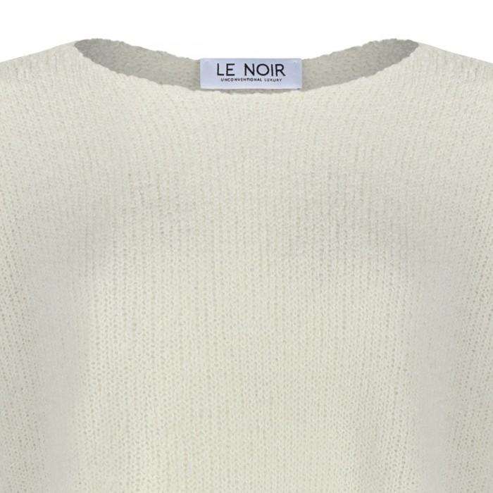 Le Noir Cortina White Virgin Wool Blend Sweater