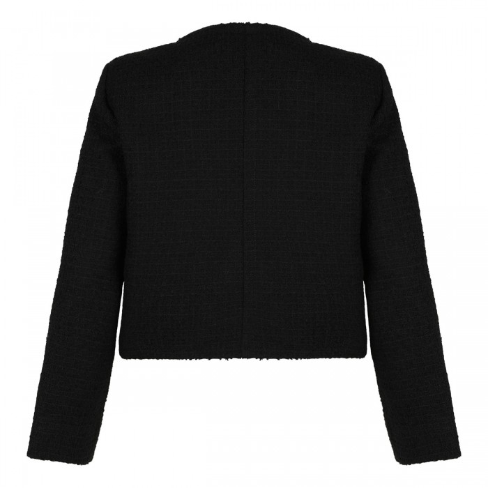 Le Noir Cortina Wool Blend Tweed Collarless Jacket