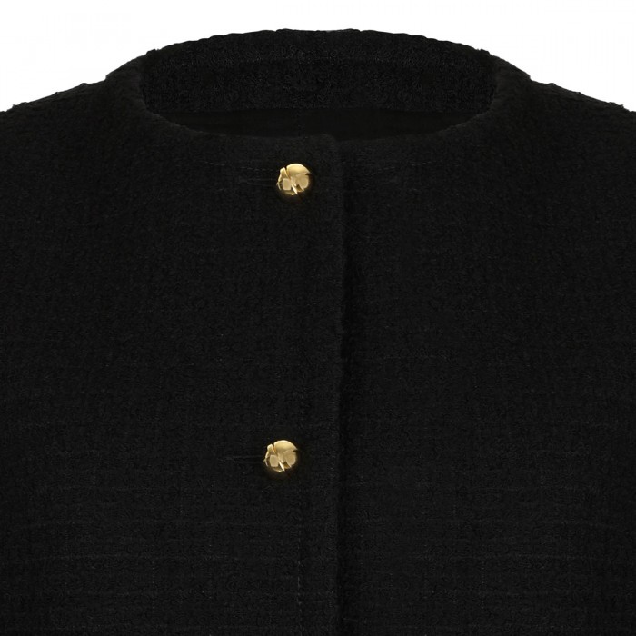 Le Noir Cortina Wool Blend Tweed Collarless Jacket