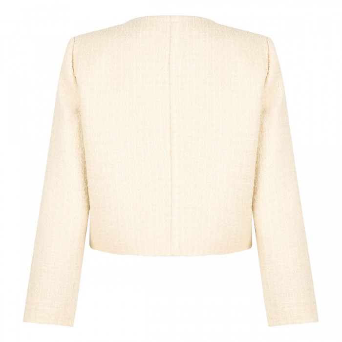 Le Noir Cortina Wool Blend Tweed Collarless Jacket