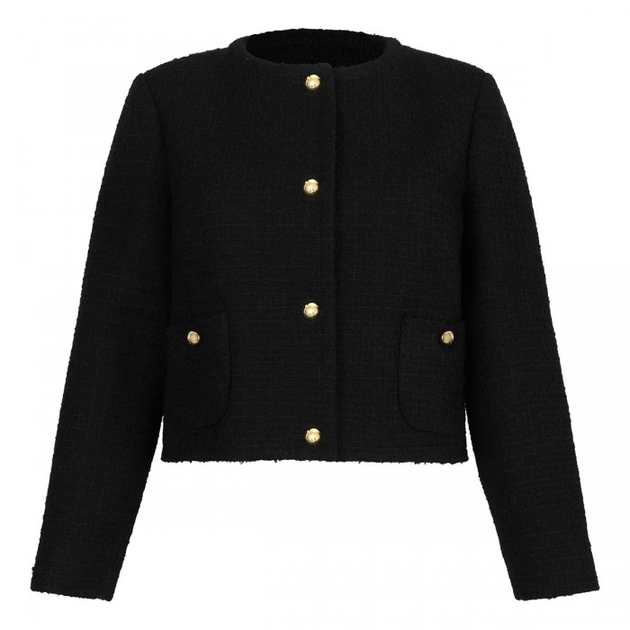 le noir cortina Wool blend tweed collarless jacket
