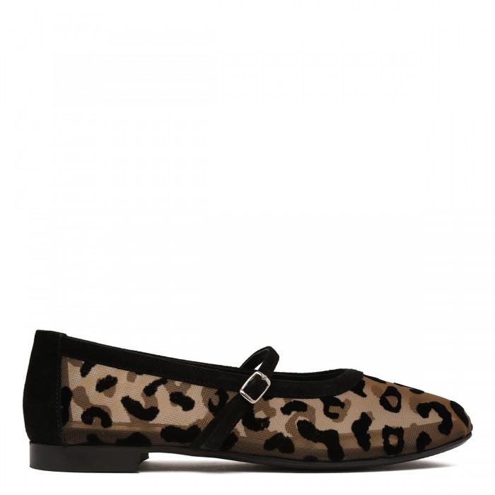 le noir cortina Zante leopard ballerinas