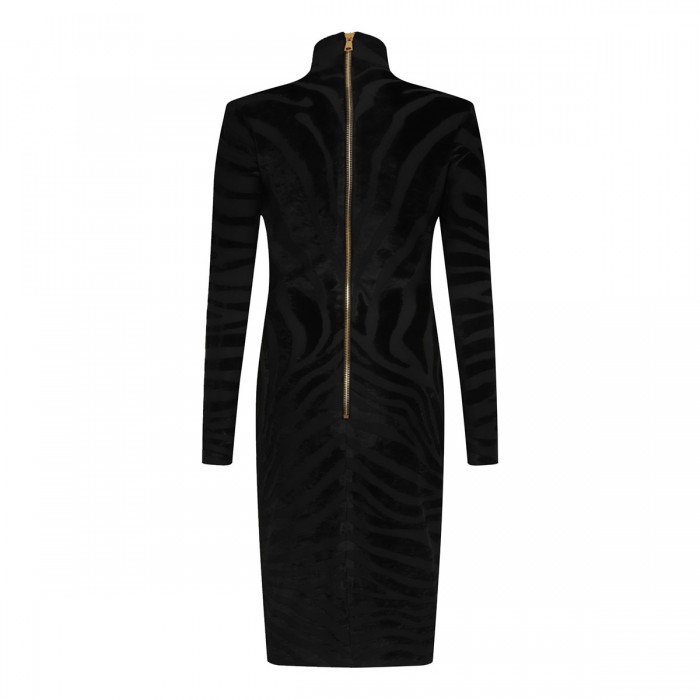 Le Noir Cortina Zebra-print Velvet Dress