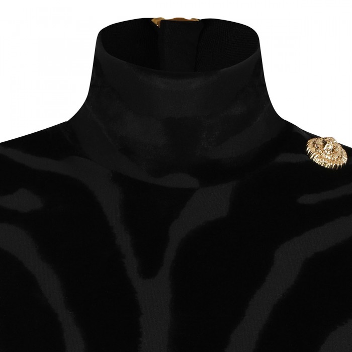 Le Noir Cortina Zebra-print Velvet Dress