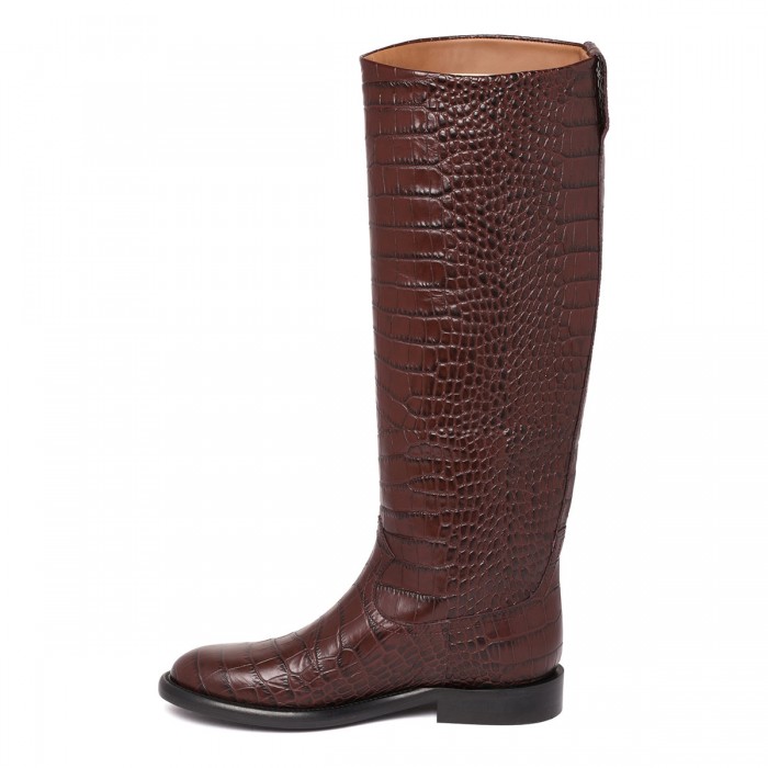 Le Noir Cortina Montana Croc-embossed Leather Boots