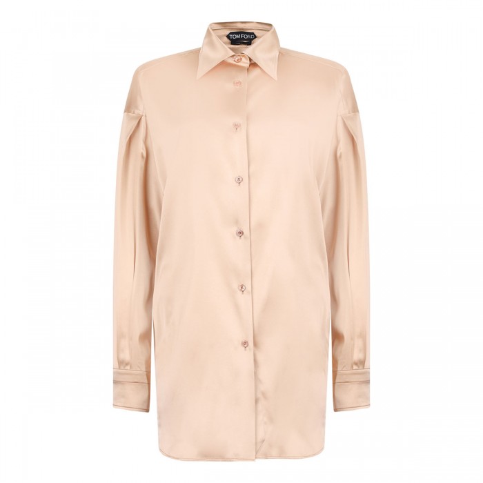 le noir cortina Stretch silk satin relaxed fit shirt