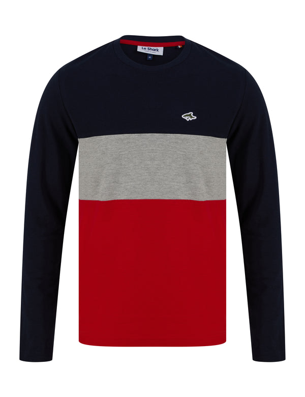 Le Shark Quay Colour Block Cotton Pique Long Sleeve Top